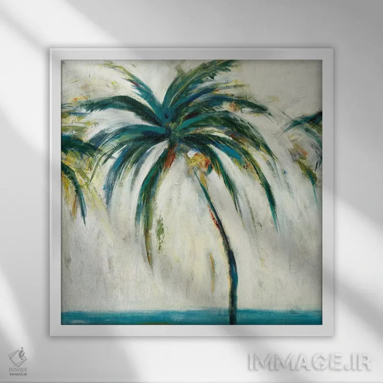 تابلو دکوراتیو نخل ها ۲ اثر لیزا ریجرز - نمای قابدار سفید