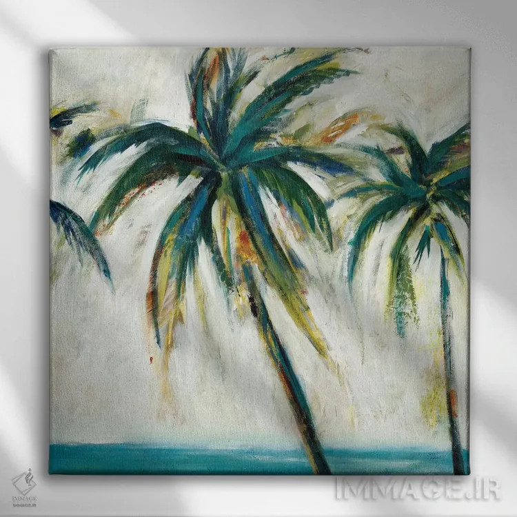 تابلو دکوراتیو نخل ها ۱ اثر لیزا ریجرز - نمای روبهرو روی دیوار