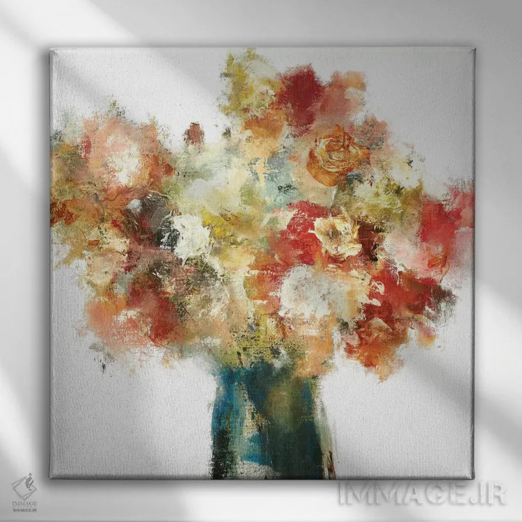 تابلو دکوراتیو دسته گل ملایم نسخه ۵ اثر لیزا ریجرز - نمای روبهرو روی دیوار