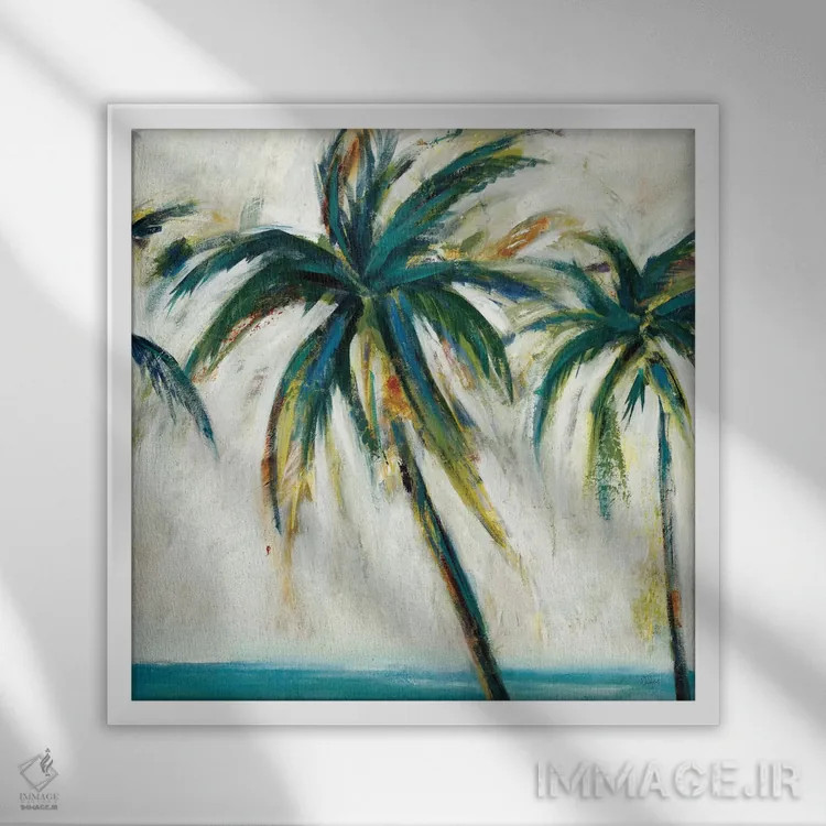 تابلو دکوراتیو نخل ها ۱ اثر لیزا ریجرز - نمای قابدار سفید