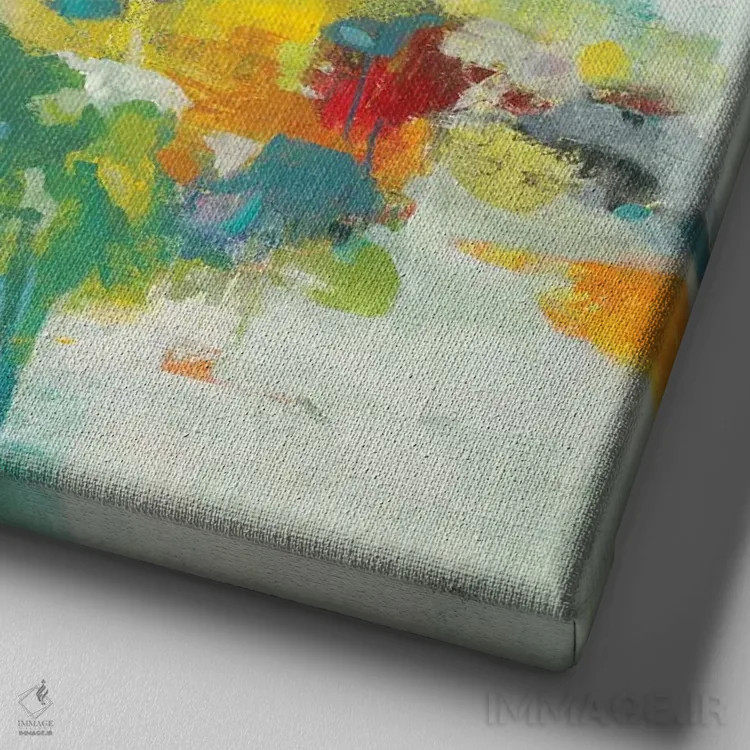 تابلو انتزاعی قدرت گل ها اثر لیزا ریجرز - نمای نزدیک بافت بوم