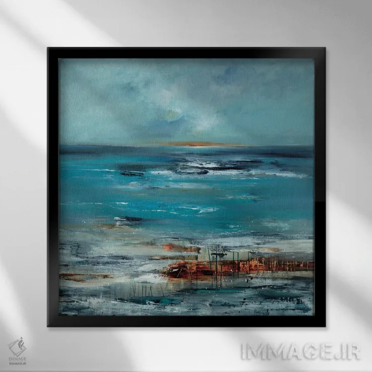 تابلو انتزاعی ارتباط ساحلی اثر لیزا ریجرز - نمای قابدار مشکی
