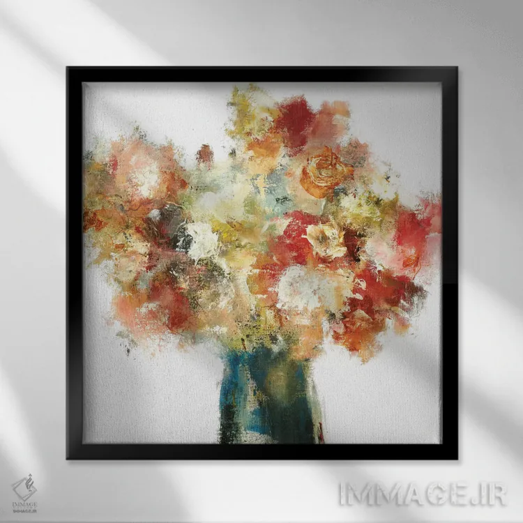 تابلو دکوراتیو دسته گل ملایم نسخه ۵ اثر لیزا ریجرز - نمای قابدار مشکی