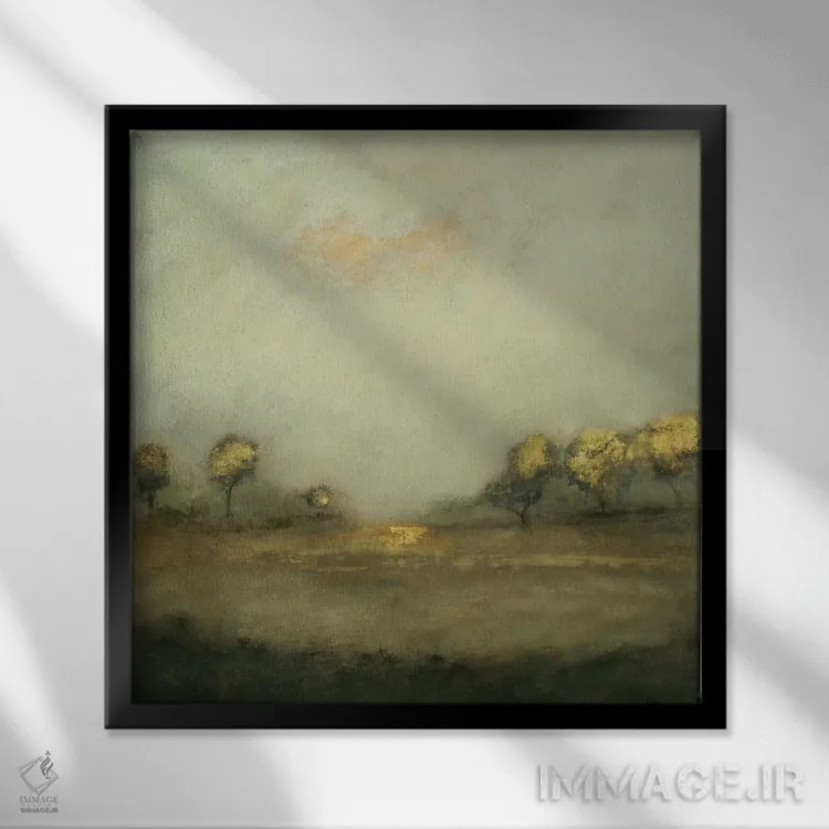 تابلو انتزاعی چشم انداز آرام ۱ اثر لیزا ریجرز - نمای قابدار مشکی