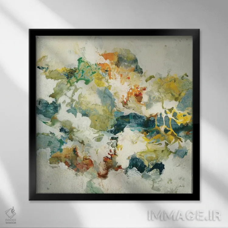 تابلو انتزاعی جریان متقابل ۳ اثر لیزا ریجرز - نمای قابدار مشکی