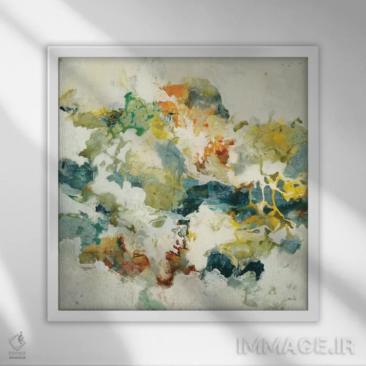 تابلو انتزاعی جریان متقابل ۳ اثر لیزا ریجرز - نمای قابدار سفید