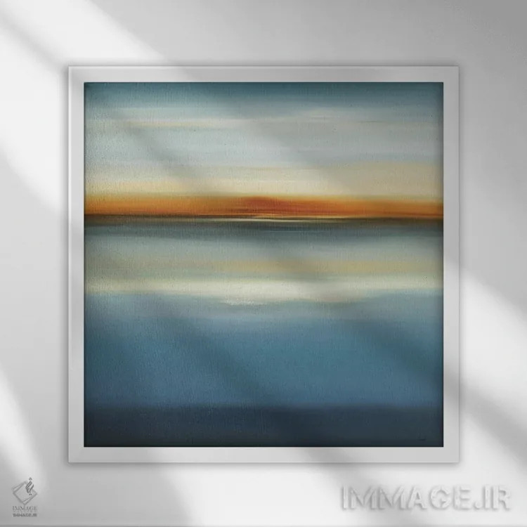 تابلو انتزاعی در کنار آبی ۳ اثر لیزا ریجرز - نمای قابدار سفید