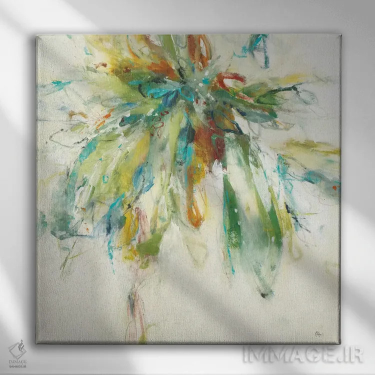 تابلو دکوراتیو پاشش رنگ اثر لیزا ریجرز - نمای روبهرو روی دیوار