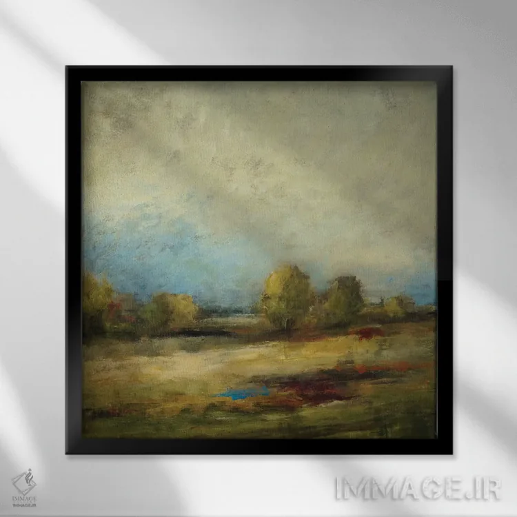 تابلو انتزاعی افق های نو ۳ اثر لیزا ریجرز - نمای قابدار مشکی