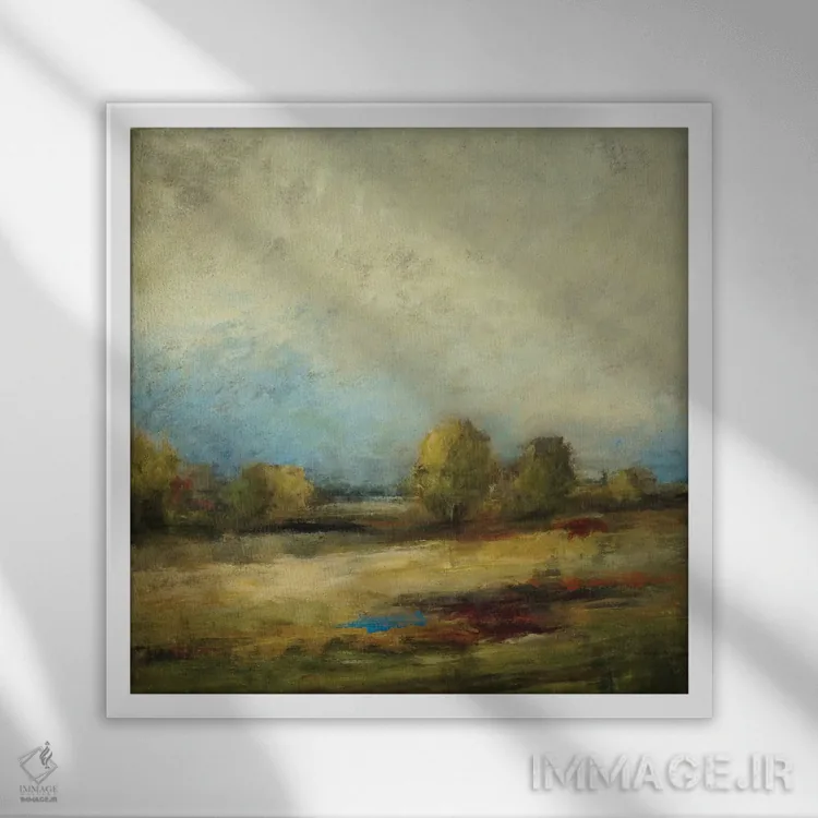 تابلو انتزاعی افق های نو ۳ اثر لیزا ریجرز - نمای قابدار سفید