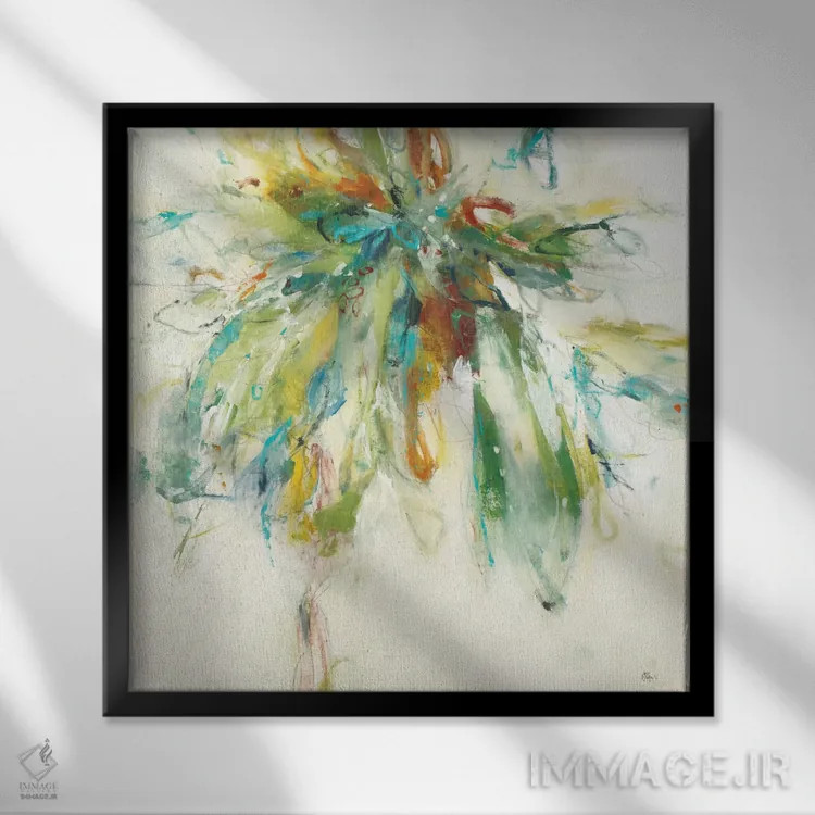 تابلو دکوراتیو پاشش رنگ اثر لیزا ریجرز - نمای قابدار مشکی