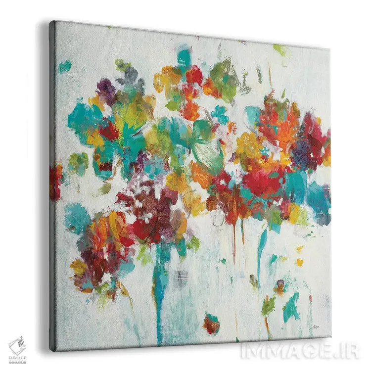تابلو انتزاعی شکوفه های رنگارنگ اثر لیزا ریجرز - نمای پرسپکتیو محصول