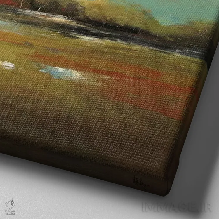 تابلو انتزاعی چشم انداز انتزاعی اثر لیزا ریجرز - نمای نزدیک بافت بوم