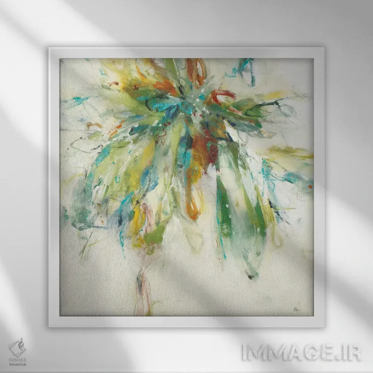 تابلو دکوراتیو پاشش رنگ اثر لیزا ریجرز - نمای قابدار سفید