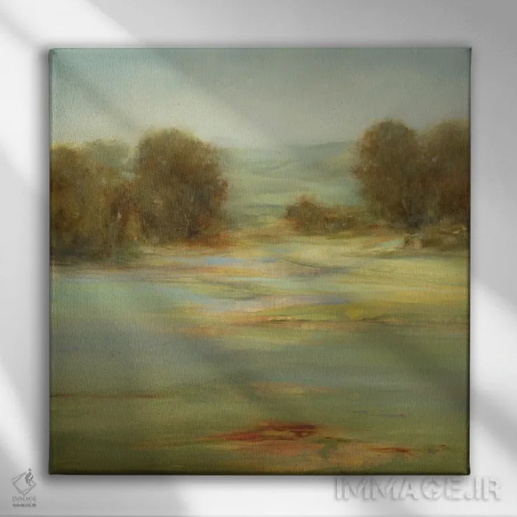 تابلو انتزاعی عصر آرام اثر لیزا ریجرز - نمای روبهرو روی دیوار