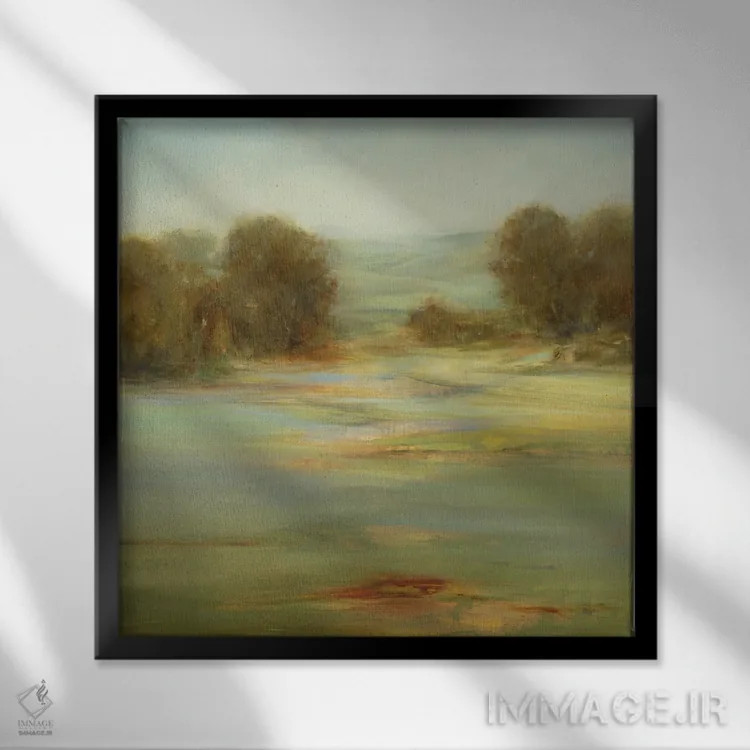 تابلو انتزاعی عصر آرام اثر لیزا ریجرز - نمای قابدار مشکی