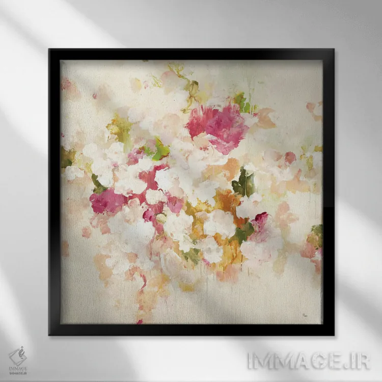 تابلو انتزاعی الهام گر گل ها ۴ اثر لیزا ریجرز - نمای قابدار مشکی