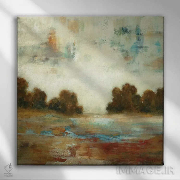 تابلو انتزاعی منظره لایه لایه اثر لیزا ریجرز - نمای روبهرو روی دیوار