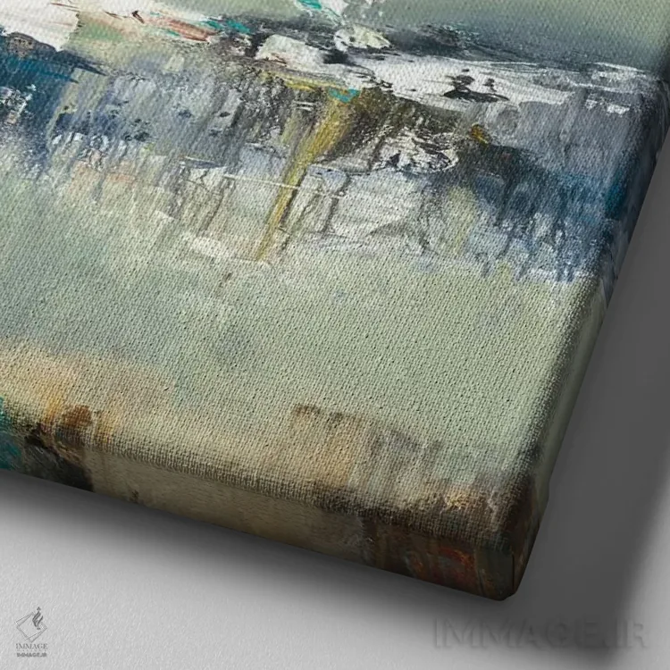 تابلو انتزاعی دور شدن با قایق اثر لیزا ریجرز - نمای نزدیک بافت بوم