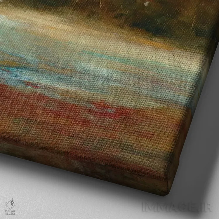 تابلو انتزاعی منظره لایه لایه اثر لیزا ریجرز - نمای نزدیک بافت بوم