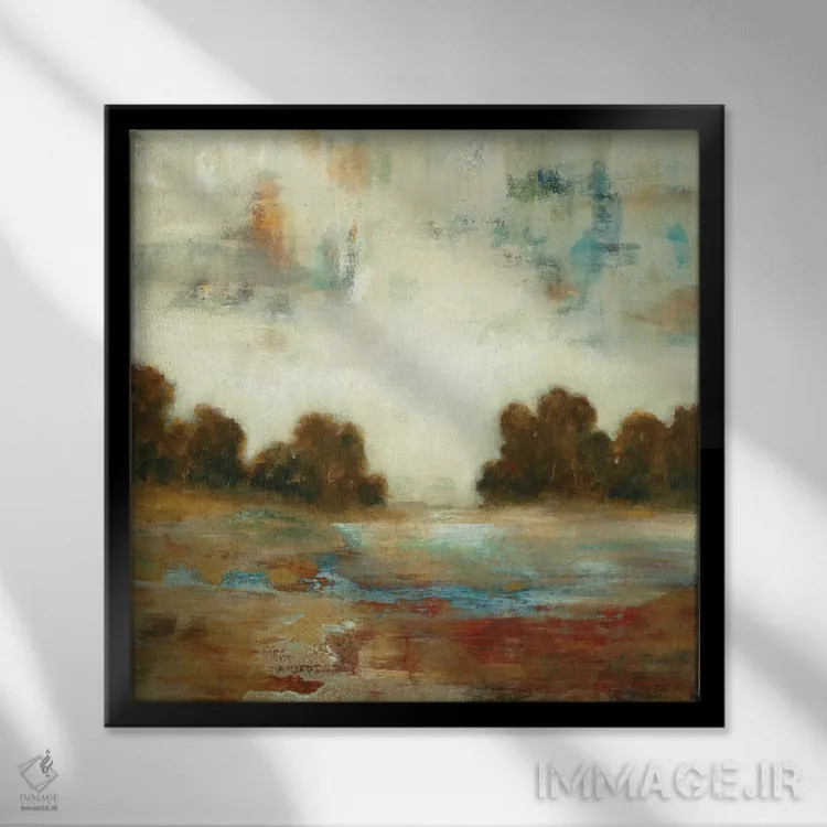 تابلو انتزاعی منظره لایه لایه اثر لیزا ریجرز - نمای قابدار مشکی