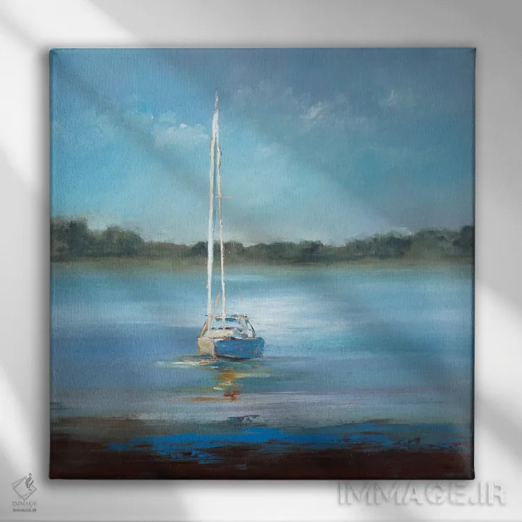 تابلو انتزاعی بندر امن اثر لیزا ریجرز - نمای روبهرو روی دیوار