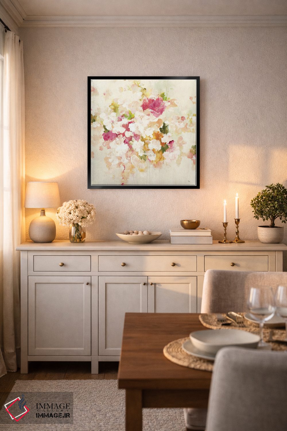 تابلو انتزاعی الهام گر گل ها ۴ اثر لیزا ریجرز - D6B