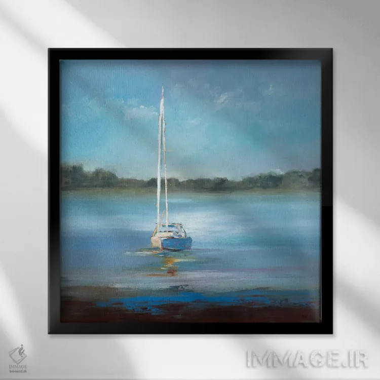 تابلو انتزاعی بندر امن اثر لیزا ریجرز - نمای قابدار مشکی