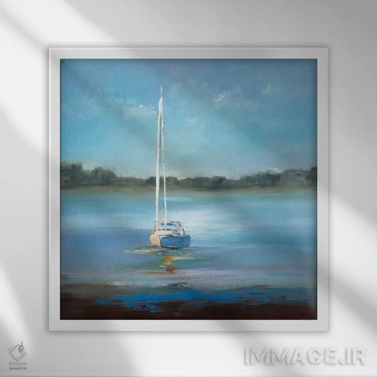 تابلو انتزاعی بندر امن اثر لیزا ریجرز - نمای قابدار سفید