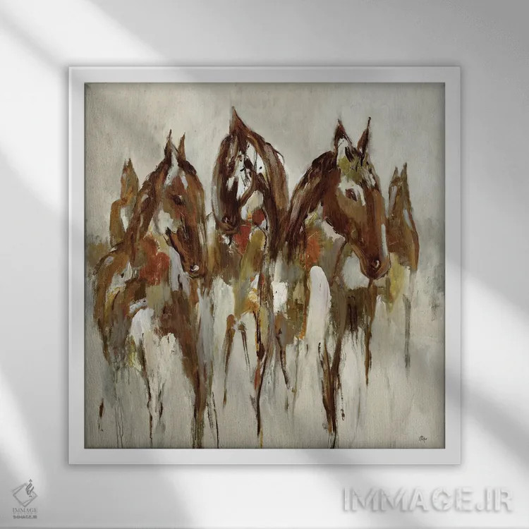 تابلو دکوراتیو اسب سوار اثر لیزا ریجرز - نمای قابدار سفید