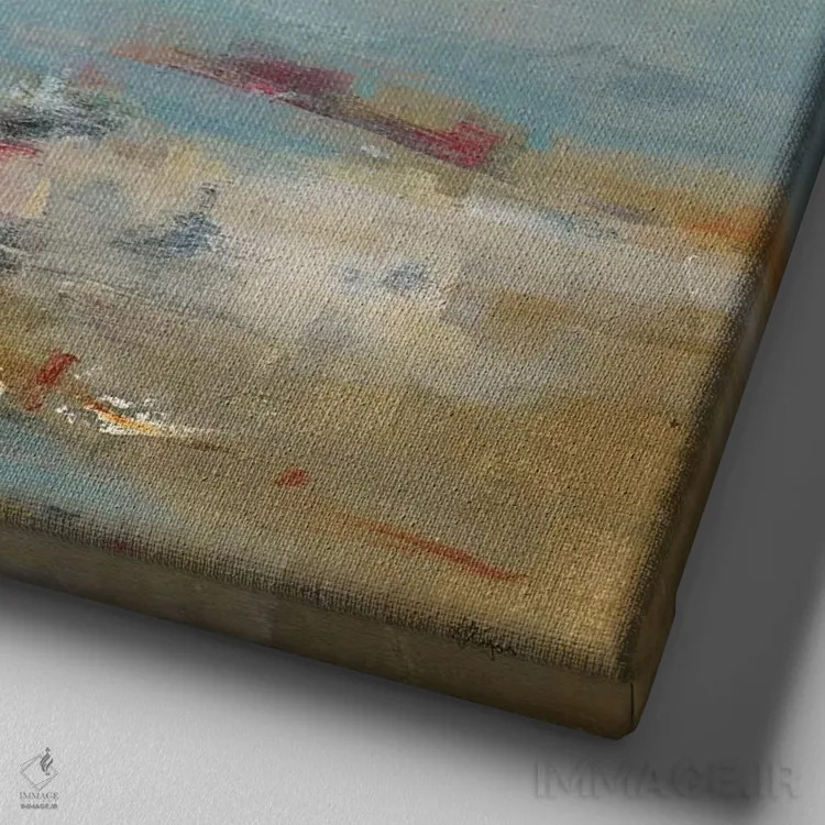 تابلو انتزاعی به سفر با قایق رفتن اثر لیزا ریجرز - نمای نزدیک بافت بوم