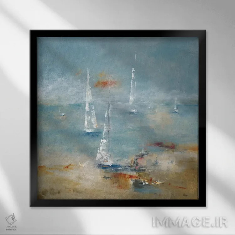 تابلو انتزاعی به سفر با قایق رفتن اثر لیزا ریجرز - نمای قابدار مشکی