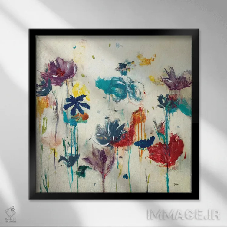 تابلو دکوراتیو پاشش گل دو اثر لیزا ریجرز - نمای قابدار مشکی