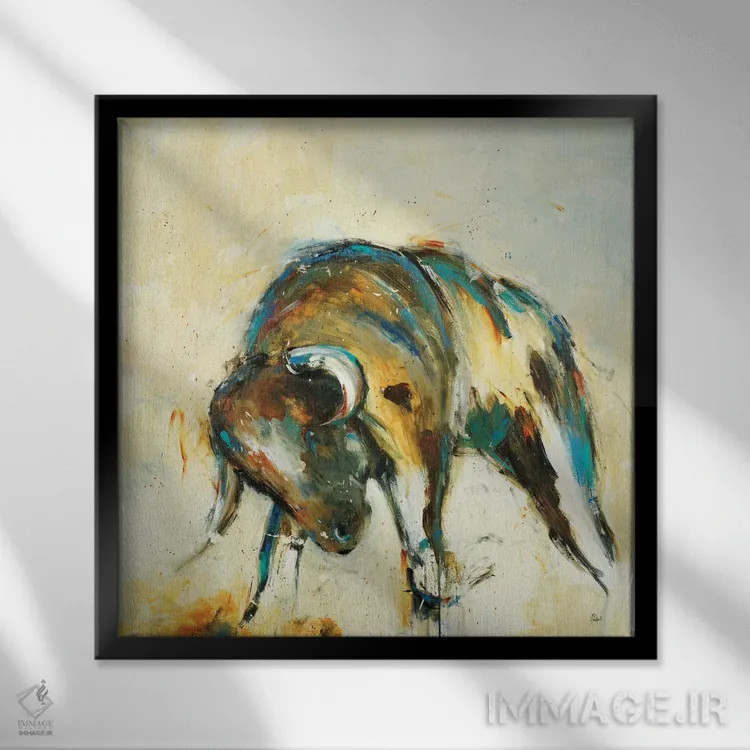 تابلو دکوراتیو تورو اثر لیزا ریجرز - نمای قابدار مشکی