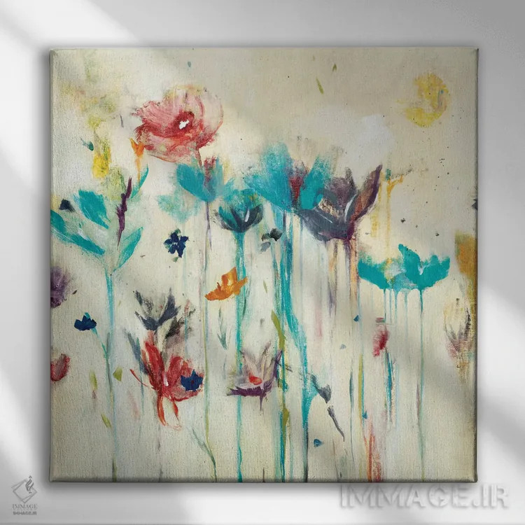 تابلو دکوراتیو پاشش گل یک اثر لیزا ریجرز - نمای روبهرو روی دیوار