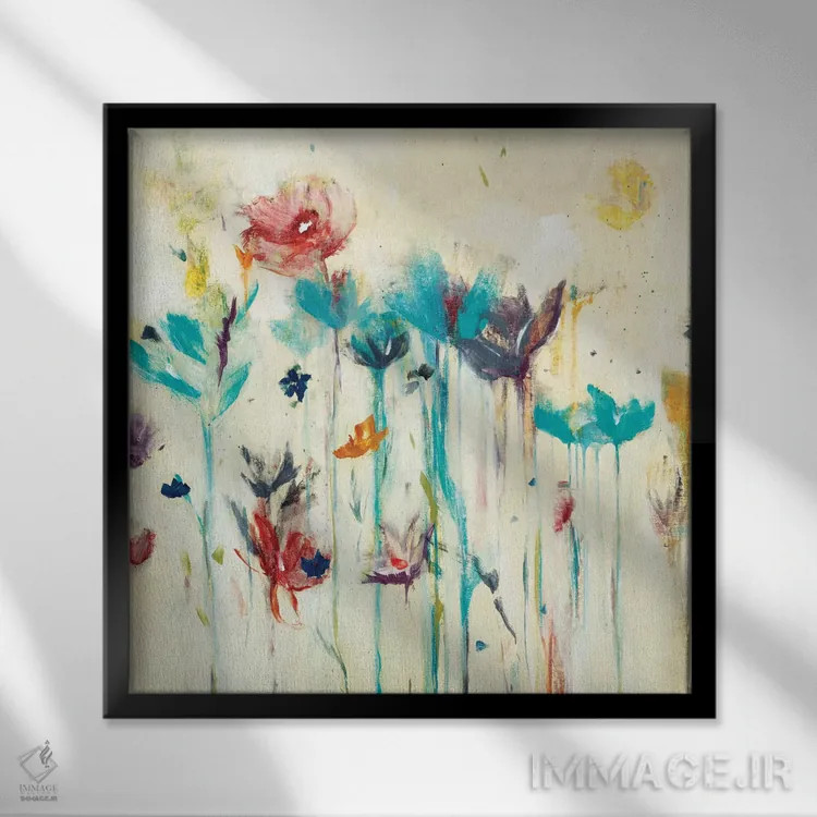 تابلو دکوراتیو پاشش گل یک اثر لیزا ریجرز - نمای قابدار مشکی