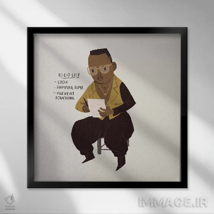 تابلو دکوراتیو لیست کارهای پتک اثر لوئیس روسکوش - نمای قابدار مشکی