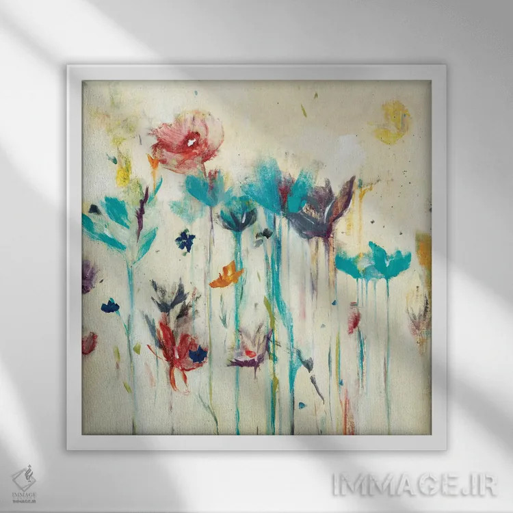 تابلو دکوراتیو پاشش گل یک اثر لیزا ریجرز - نمای قابدار سفید