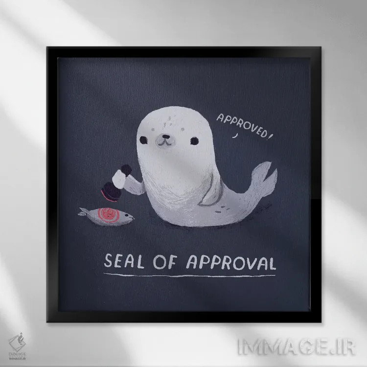 تابلو دکوراتیو مهر تایید اثر لوئیس روسکوش - نمای قابدار مشکی