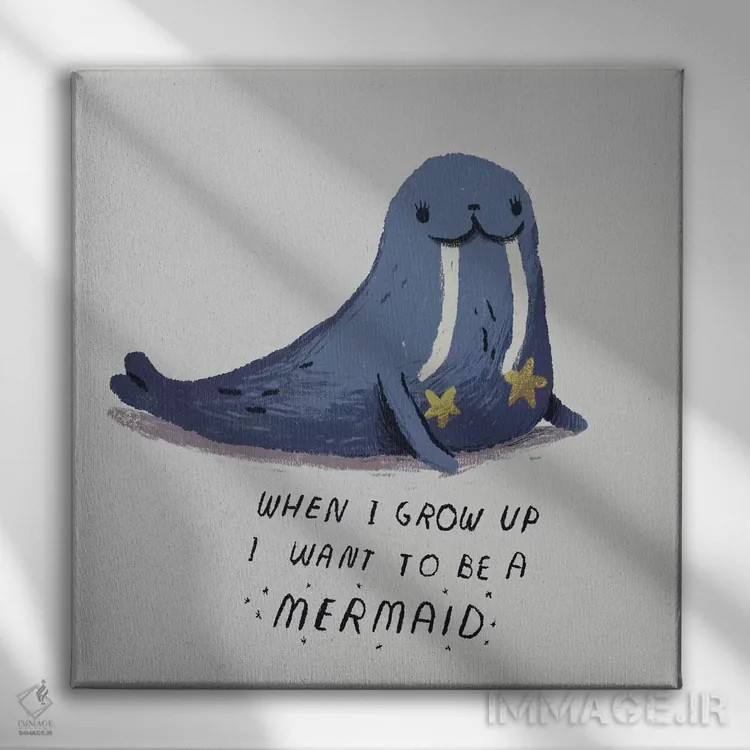 تابلو دکوراتیو پری دریایی اثر لوئیس روسکوش - نمای روبهرو روی دیوار