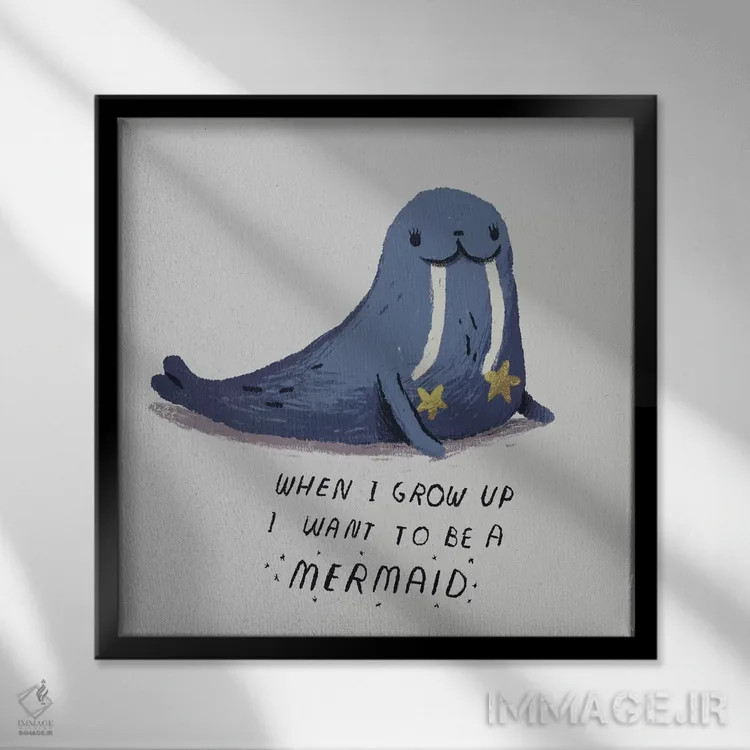 تابلو دکوراتیو پری دریایی اثر لوئیس روسکوش - نمای قابدار مشکی