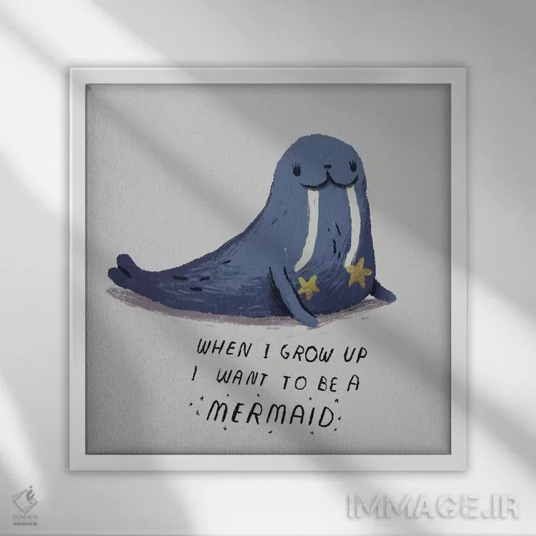 تابلو دکوراتیو پری دریایی اثر لوئیس روسکوش - نمای قابدار سفید