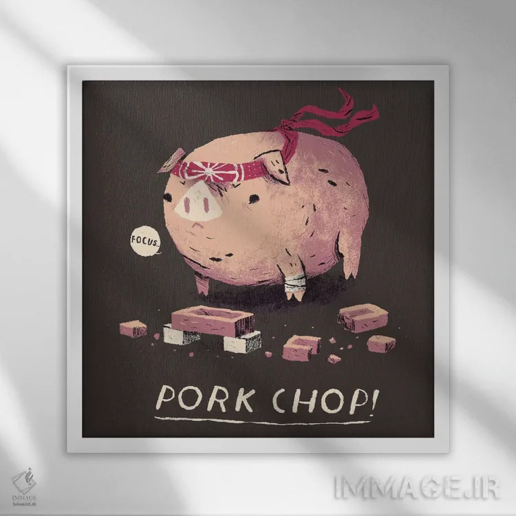 تابلو دکوراتیو کاتلت گوشت خوک اثر لوئیس روسکوش - نمای قابدار سفید