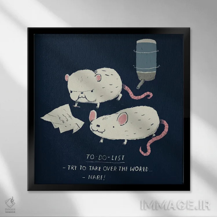 تابلو دکوراتیو لیست کارهای پینکی و برین اثر لوئیس روسکوش - نمای قابدار مشکی