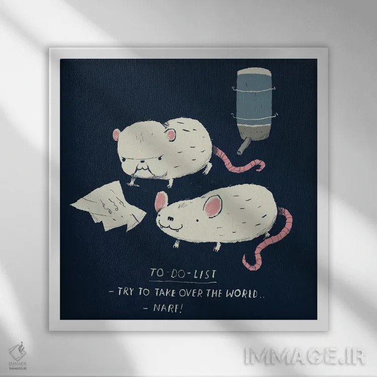 تابلو دکوراتیو لیست کارهای پینکی و برین اثر لوئیس روسکوش - نمای قابدار سفید