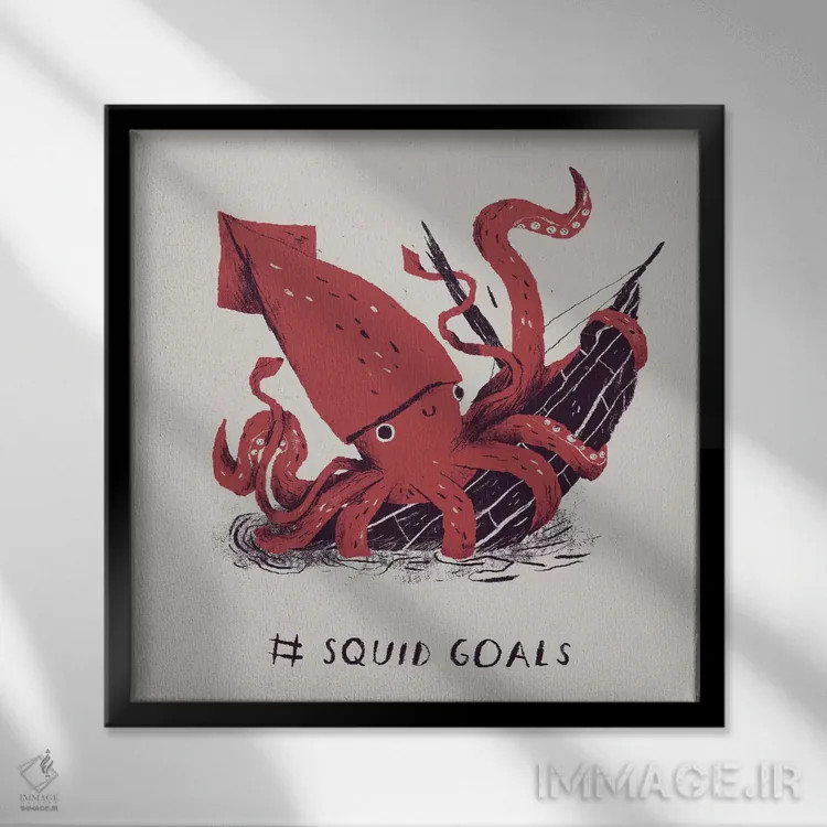 تابلو دکوراتیو اهداف اختاپوسی اثر لوئیس روسکوش - نمای قابدار مشکی