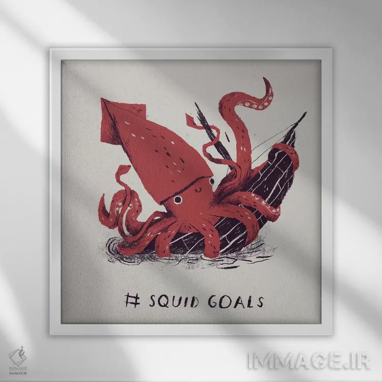 تابلو دکوراتیو اهداف اختاپوسی اثر لوئیس روسکوش - نمای قابدار سفید