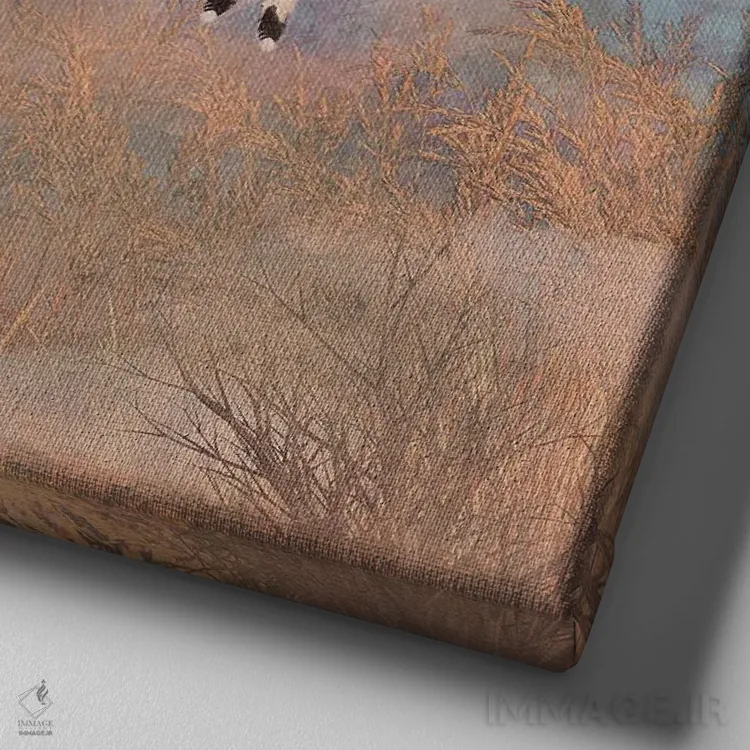 تابلو دکوراتیو جنگجوی سحرگاه اثر لوری پرایندل - نمای نزدیک بافت بوم