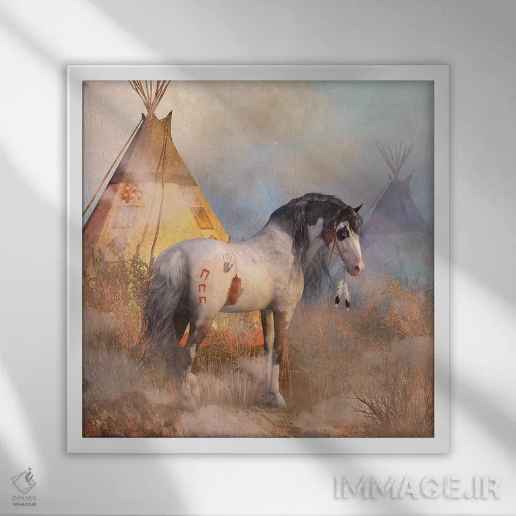 تابلو دکوراتیو جنگجوی سحرگاه اثر لوری پرایندل - نمای قابدار سفید