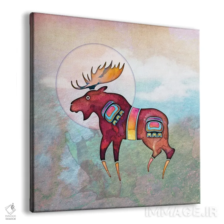 تابلو دکوراتیو گوزن شمالی نقاشی شده اثر لوری پرایندل - نمای پرسپکتیو محصول